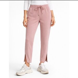 Theory Dusty Rose Drawstring Pull On Split-Hem Pants Regent Crepe